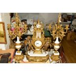 AN ITALIAN REPRODUCTION 'IMPERIAL' MANTLE CLOCK, having Roman numerals, standing on gilt metal and