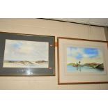 A WELSH RESERVOIR WATERCOLOUR by Gly Davies, signed lower right, mounted, framed and glazed,