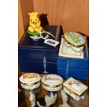 FIVE LIMITED EDITION HALCYON DAYS ENAMEL WHINNIE THE POOH BOXES, to include a boxed Bonbonnieres