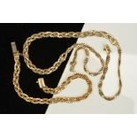 A 1970'S 9CT GOLD MATCHING NECKLACE AND BRACELET, both designed as plaited flattened chains, with