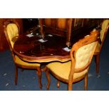 A REPRODUCTION ITALIAN STYLE PEDESTAL DINING TABLE and four chairs (5)