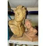 A TERRACOTTA BUST, signed 'R Paris', imprinted TERRE CUITE R. DARLEY, height 36cm, with a ceramic