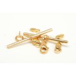 A SELECTION OF JEWELLERY FITTINGS, to include six various spring release clasps, all stamped 750,