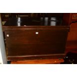 A 20TH CENTURY STAINED PINE TOOL CHEST