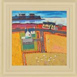 DAVID BODY (BRITISH CONTEMPORARY) 'YELLOW FIELDS' a colourful Scottish landscape, signed lower left,