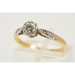 A SINGLE STONE DIAMOND RING, the brilliant cut diamond within an illusion setting with two single