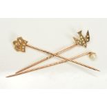 THREE PEARL STICKPINS (3)