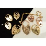 EIGHT HEART PADLOCK CLASPS, to include an early 20th Century 15ct gold heart padlock clasp with