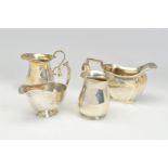 A PAIR OF GEORGE VI SILVER BALUSTER CREAM JUGS, 'S' scroll handles, makers James Dixon & Sons Ltd,
