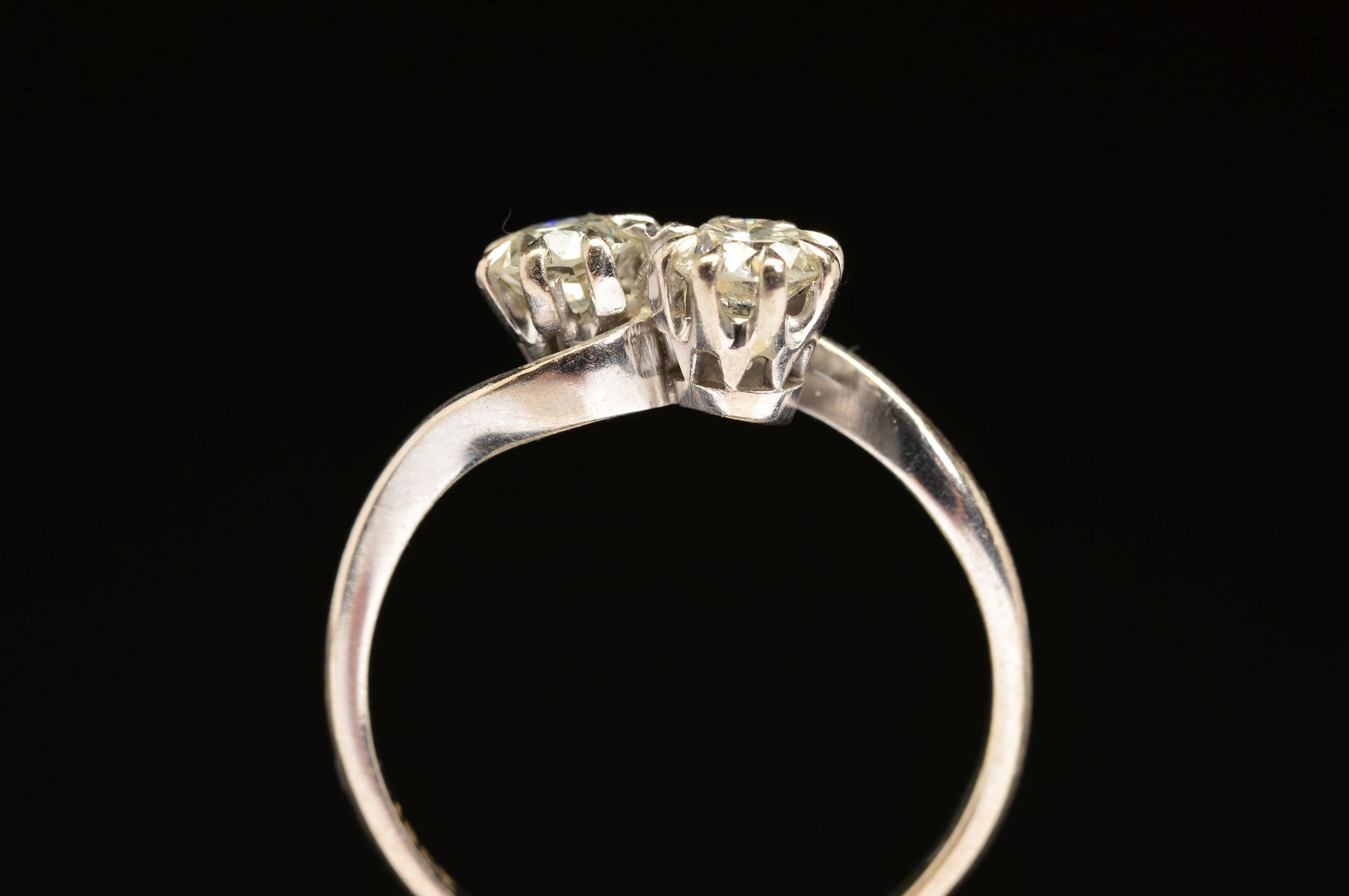 A MID 20TH CENTURY TWO STONE DIAMOND CROSS OVER RING, two brilliant cut diamonds each measuring - Image 4 of 5