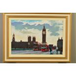 TIMMY MALLETT (BRITISH CONTEMPORARY), 'Westminster Bridge', depicting Big Ben and iconic London
