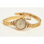 A 1960'S LADIES 9CT TUDOR ROYAL MECHANICAL WRISTWATCH, silvered dial with yellow baton markers,