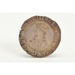 ELIZABETH I SHILLING 1582-1602, small amount of clipping, weak strike, reverse shield, A/V.F