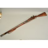A .577'' SNIDER ACTION THREE BAND MILITARY RIFLE COMPLETE WITH RAMROD AND SLING, the lock lacks