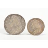 GEORGE II 1758 HIGH GRADE PAIR SHILLING AND SIXPENCE, (2)