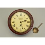 A VICTORIAN MAHOGANY CASED CIRCULAR THIRTY HOUR WALL CLOCK, the 20cm/8'' painted dial named 'WEBSTER
