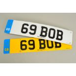 PRIVATE REGISTRATION CAR NUMBER PLATE 69 BOB, with retention document