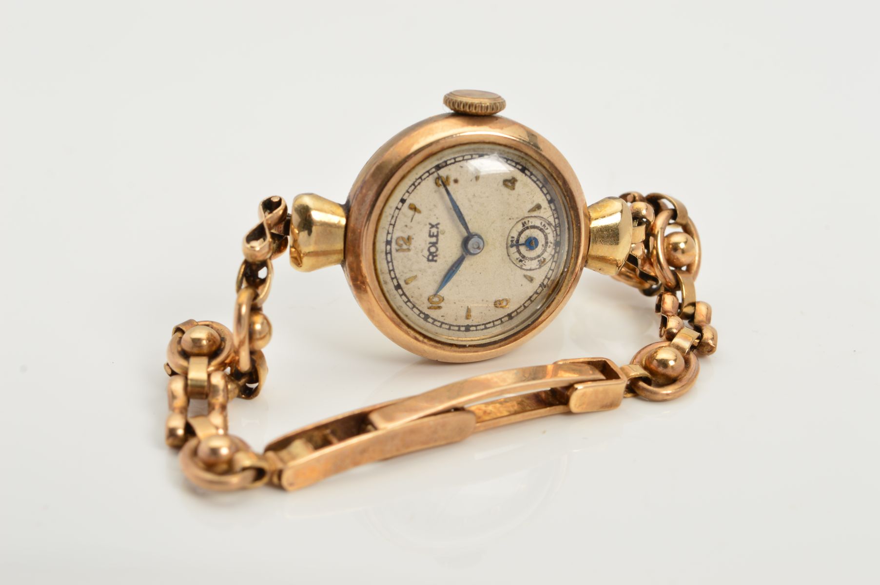 AN EARLY TO MID 20TH CENTURY 9CT GOLD LADIES ROLEX WRISTWATCH, refinished silvered dial signed ' - Image 4 of 4