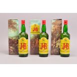 THREE BOTTLES OF J & B RARE BLENDED SCOTCH WHISKY, 70% proof, 26 & 2/3 fl.oz, fill levels bottom