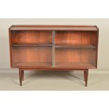 RICHARD HORNBY FOR FYNE LADYE, an afromosia teak glazed sliding double door bookcase, on four