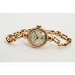 AN EARLY TO MID 20TH CENTURY 9CT GOLD LADIES ROLEX WRISTWATCH, refinished silvered dial signed '