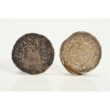 A PAIR OF HAMMERED SILVER PENNIES, King John 1199-1216 Irish penny struck in Dublin (Rodberd), and a