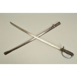 A WWII ERA JAPANESE OFFICERS CAVALRY SABRE, blade is not marked but the end of the metal scabbard