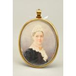 LATE 19TH / EARLY 20TH CENTURY BRITISH SCHOOL, PORTRAIT MINIATURE OF A LADY WEARING LACE CAP,