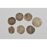A GROUP OF HAMMERED SILVER COINS, Edward I, II and III, to include two Canterbury pennies 1272-1290,