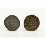 TWO COPPER SCEATTAS 810-841 OF EANRED KING OF NORTHUMBRIA, small cross type F/V.F (2)