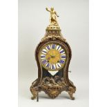 A LATE 18TH CENTURY FRENCH BOULLE MARQUETRY BRACKET CLOCK, ormolu figural surmount of Hercules