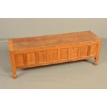 ROBERT THOMPSON OF KILBURN MOUSEMAN OAK RECTANGULAR BLANKET CHEST, the hinged adzed top above an