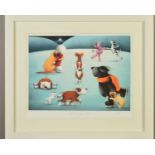 DOUG HYDE (BRITISH 1972), 'Dancing on Ice', a limited edition print of dogs ice skating, signed