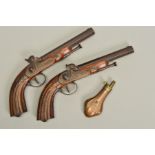 A MATCHED PAIR OF 36 BORE PERCUSSION RIFLED BARREL TARGET PISTOLS, made in Leige in Belgium,
