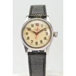 A MID 20TH CENTURY OYSTER RALEIGH WRISTWATCH, reworked Arabic numerals on a silvered dial,