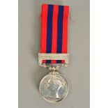 AN INDIA GENERAL SERVICE MEDAL, Bar Burma 1887-89, named to 847 Pte W. McDonald, Royal Scots Fus