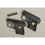 A GERMAN MADE .22'' ROHM RG 2S AND A .22'' ROHM RG2 VERTIALLY VENTING BLANK STARTING PISTOLS,