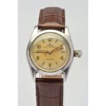 A MID 20TH CENTURY ROLEX OYSTER SPEEDKING WRISTWATCH, Arabic numeral and baton markers on a faded
