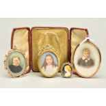 TWO LATE 19TH / EARLY 20TH CENTURY BRITISH SCHOOL PORTRAIT MINIATURES OF BOYS, oval, on ivory, 6.9cm