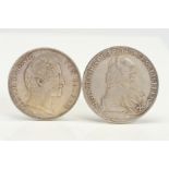 TWO CROWN SIZE SILVER COINS, comprising an Austria 1761 Sigismund Thaler and a Bavaria Ludwig 1838 3