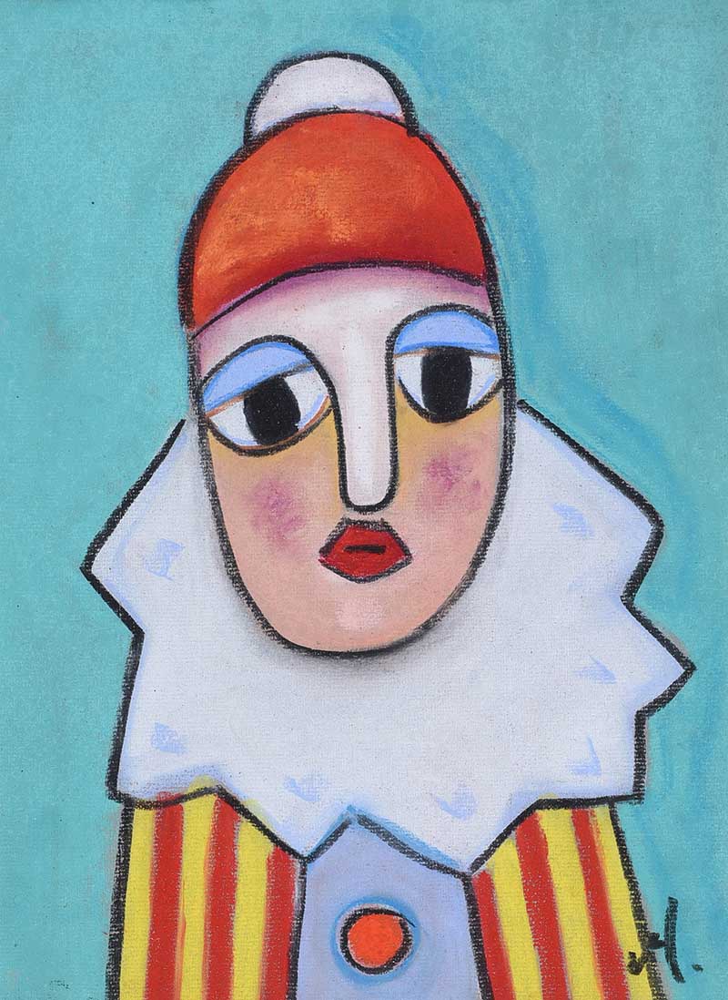 Annie Robinson - THE CLOWN - Pastel on Paper - 12 x 9 inches - Signed in Monogram