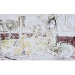 Nano Reid - TABLE TOP STILL LIFE - Monotype Print in Oil - 11 x 18 inches - Signed