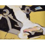 Con Campbell - COW'S HEAD ON YELLOW - Acrylic on Board - 6 x 8 inches - Signed