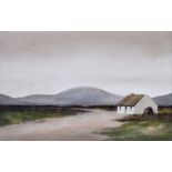 W.B. McBroom - IRISH THATCHED COTTAGE & BOGLANDS - Watercolour Drawing - 10 x 14 inches - Signed