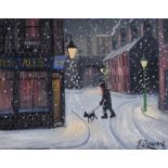 James Downie - SNOWY WALK - Oil on Board - 11 x 14 inches - Signed