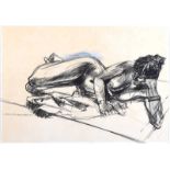 John O'Connell - RECLINING FEMALE NUDE STUDY - Charcoal on Paper - 16 x 22 inches - Signed