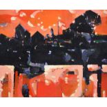 Lawson Burch, RUA - SUNSET - Acrylic on Board - 8 x 10 inches - Signed