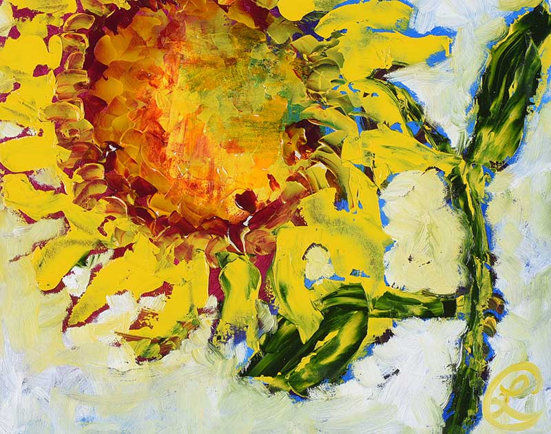 Lynda Cookson - SUNFLOWER GREETING - Oil on Paper - 11 x 13.5 inches - Signed in Monogram