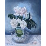 David Dowling - STILL LIFE, ROSES - Oil on Board - 20 x 16 inches - Signed