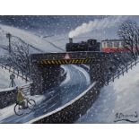 James Downie - RAILWAY VIEW - Oil on Board - 11 x 14 inches - Signed
